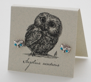 Saw- Whet Owl Turquoise Earrings - silver