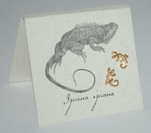 Iguana Natural History Earrings - gold
