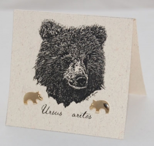 Bear Natural History Earrings - gold