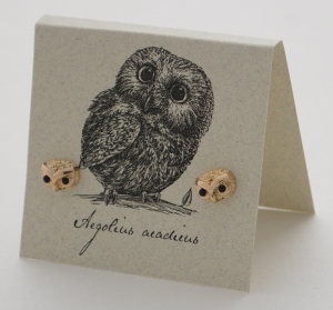 Saw- Whet Owl Onyx Earrings - gold