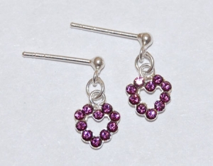 Heart Dangle Earrings - amethyst