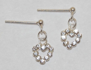 Heart Dangle Earrings - clear diamond