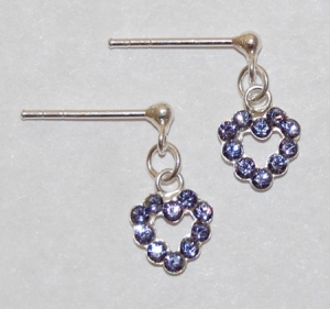 Heart Dangle Earrings - tanzanite