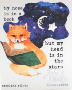 Star and Moon Book Lovers Studs- sterling silver