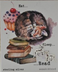 Cat Book Lovers Studs- sterling silver