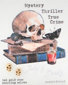 Skull Book Lovers studs- 14k gold over sterling silver
