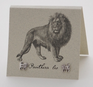 Natural History Lion Earrings - silver